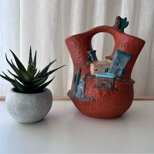 Vintage Navajo Double Spout Wedding Vase 3D Pottery Native  Pueblo Cactus